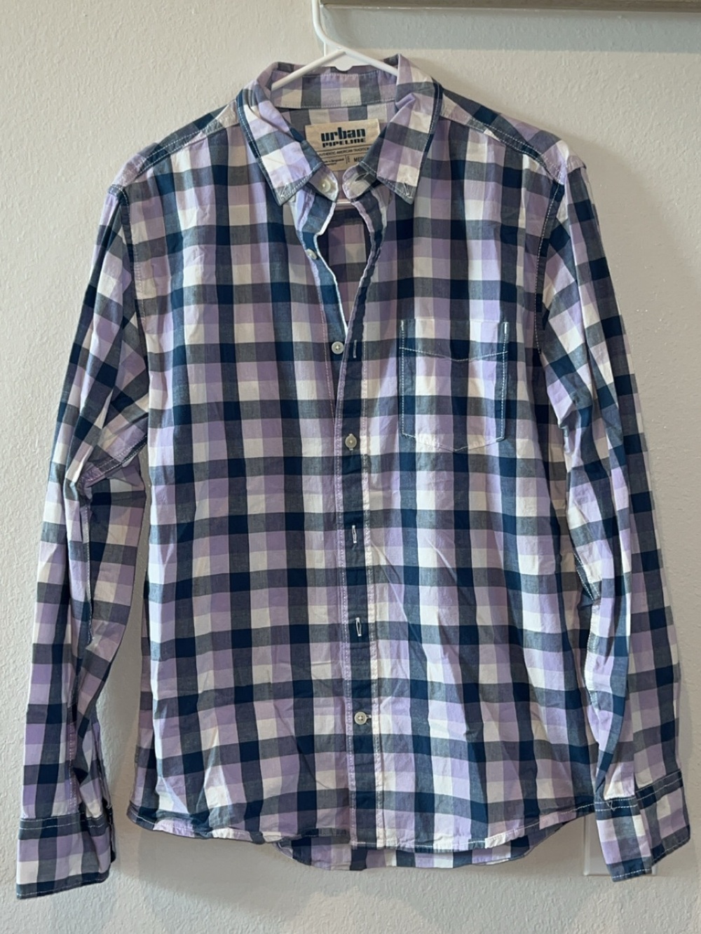 Urban Pipeline Purple and Navy Plaid Button-Down Shirt